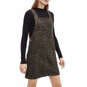 Bershka Overall Dress Corduroy Animal Print XS
